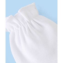 Babyhug 100% Cotton Knit Mittens & Booties Set - White