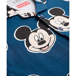 Babyhug Disney Single Jersey Knit Full Sleeves Co-ord Night Suit With Mickey Mouse Print - Navy Blue