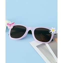 Babyhug Free Size Sunglasses With Floral Applique - Purple