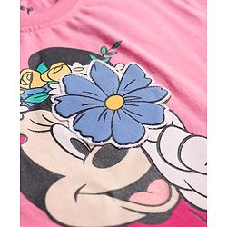Babyhug Disney Single Jersey Knit Drop Shoulder Half Sleeves Oversized T-Shirt & Skirt Set with Minnie Mouse Graphic & Tie & Dye Effect - Pink