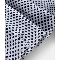 Babyhug Cotton Woven Frock & Half Sleeves Shrug With Polka Dot Print & Bow Applique - Navy Blue
