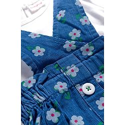 Babyhug Cotton Woven Frock & Half Sleeves Inner Tee With Floral Print - Blue & White