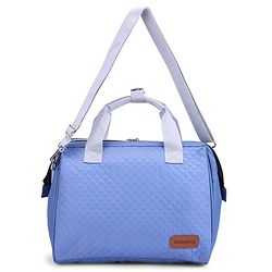 Babyhug 2-in-1 Quilted Sling cum Tote Diaper Bag for Travel | Spacious, Stylish & Multifunctional | Adjustable Shoulder Strap| 3 Insulated Bottle Pouches| Water Resistant| Carry Handle- Blue