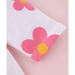 Babyhug Terry Knit Bathrobe with Hoodie & Floral Print - White