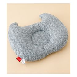 Babyhug Head Shaping Baby Pillow - Grey| Prevents Flat Head Syndrome| Soft & Breathable| Neck & Shoulder Support Pillow| Lightweight & Travel Friendly| 0-6 Months| New Born Gifting Option