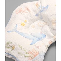 Babyhug Star Shaped Head Support Pillow -Blue|Soft Breathable Cotton Fabric| Ergonomic Head Support| Magical Land Print| Infant Pillow| Lightweight Travel Friendly| Prevents Flat Head| Washable Cover