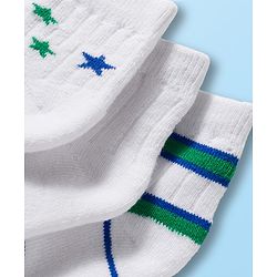 Cutewalk by Babyhug Non Terry Ankle Length Anti-Bacterial Socks With Star Design Pack of 3 - White