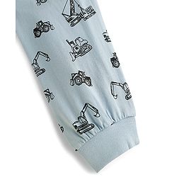 Babyhug Single Jersey Knit Full Length Lounge Pant with Vehicle Print - Light Blue