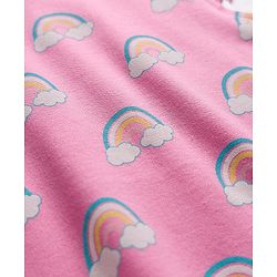 Babyhug Cotton Knit Half Cap Sleeves T-Shirt with Rainbow Print - Pink