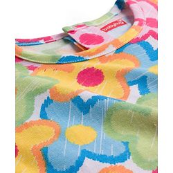Babyhug Cotton Knit Half Sleeves Oversized T-Shirt with Floral Print - Multicolor
