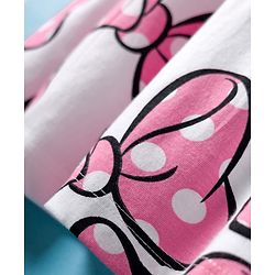 Babyhug Disney Single Jersey Knit Half Sleeves Frock With Minnie Moue & Friends Print - White