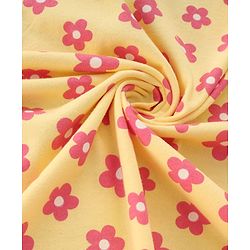 Babyhug Terry Knit Hooded Towel With Floral Print L 76 x B 76 cm - Yellow