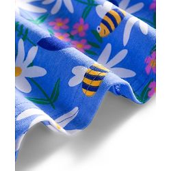 Babyhug Single Jersey Knit Cap Sleeves Frock Floral & Bees Print Pack of 2 - Blue & Pink