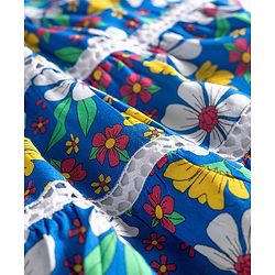Babyhug Cotton Woven Sleeveless Frock with Floral Print - Blue