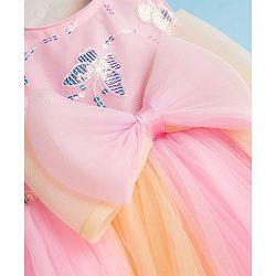 Babyhug Woven Sleeveless Party Dress with Bow Applique & Sequin Detailing - Multicolor