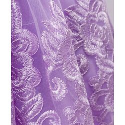 Babyhug Woven Half Puffed Sleeves Party Dress with Embroidery & Bow Applique - Lavender