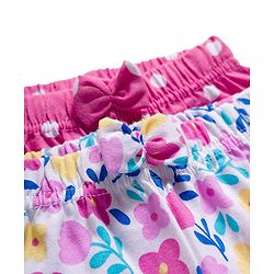 Babyhug Single Jersey Knit Mid Thigh Floral & Polka Dot Printed Shorts With Bow Applique Pack of 2 - Dark Pink & White