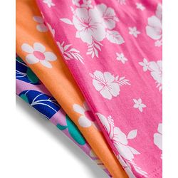 Babyhug Single Jersey Knit Mid Thigh Shorts With Floral Print Pack Of 3 - Pink Orange & Fuchsia