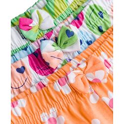Babyhug Single Jersey Knit Mid Thigh Shorts With Floral Print Pack Of 3 - Light Green Orange & White