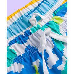 Babyhug Single Jersey Knit Mid Thigh Shorts With Stripes & Abstract Print Pack of 2 - Aqua & Yellow