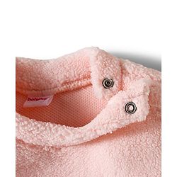 Babyhug Velour Knit Full Sleeves Winter Wear Night Suit With Teddy Bear Patch - Peach