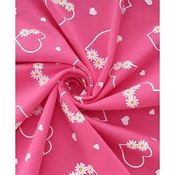 Babyhug Cotton Knit Hooded Wrapper With Floral Print L 65 x B 61 cm - Pink