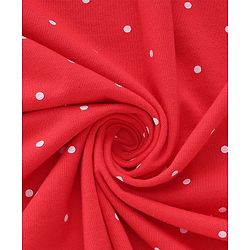 Babyhug Cotton Knit Hooded Wrapper With Polka Dots Print & Bow Applique L 65 x B 61 cm - Red
