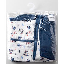 Babyhug Disney Mickey Sailor Print Premium Hooded Wrapper Pack of 2 - White & Navy| Newborn Essential|100% Interlock Cotton|Breathable Lightweight & Skin Friendly|0-6 Months| Prevents Startling Reflex