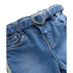 Babyhug Denim Full Length Washed Jeans With Stretch - Blue