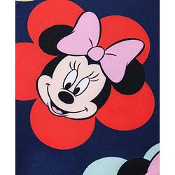Babyhug Disney Sleeveless V Cut Swimsuit With Minnie Mouse Print - Navy Blue