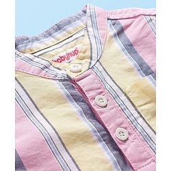 Babyhug Half Sleeves Mandarin Collar Striped Kurta Shirt - Multicolor