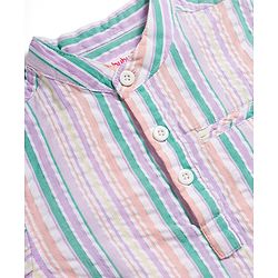 Babyhug Cotton Woven Full Sleeves Mandarin Collar Striped Kurta Shirt - Multicolor