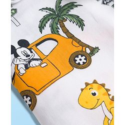 Babyhug Disney Cotton Woven Full Sleeves Co-ords Night Suit With Dino Print - White