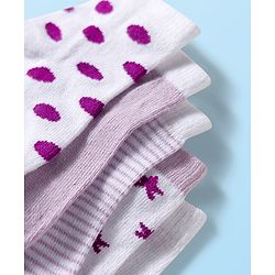 Cute Walk by Babyhug Ankle Length Anti-Bacterial Striped Socks with Polka Dot & Star Design Pack of 5 - Multicolor