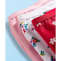Babyhug Cotton Lycra Knit Hipster With Floral Print Pack Of 3 - Red Pink & White