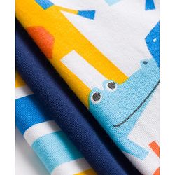 Babyhug Cotton Knit Bootie Leggings with Jungle Theme Print & Stripes Pack of 3 - Multicolor