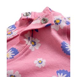 Babyhug Cotton Knit Full Sleeves T-Shirt & Pyjama Co-ord Night Suit With Floral Print - Pink