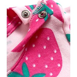 Babyhug Cotton Knit Full Sleeves T-Shirt & Pyjama Co-ord Night Suit With Strawberry Print - Pink