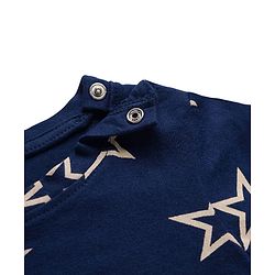 Babyhug Cotton Knit Full Sleeves Co-ords Night Suit With Star Print - Navy Blue