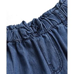 Babyhug Denim Washed ANkle Length Culottes With Bow Applique - Blue
