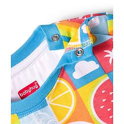 Babyhug Single Jersey Knit Half Sleeves T-Shirt & Shorts Set With Tropical Print - Multicolor