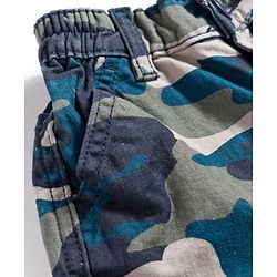 Babyhug Twill Lycra Woven Full Length Camouflage Printed Trouser with Cargo Pocket - Brown