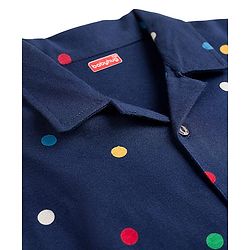 Babyhug Cotton Knit Full Sleeves Co-ord Night Suit With Polka Dot Print - Navy Blue