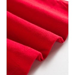 Babyhug Interlock Knit Half Sleeves Peter Pan Collared Frock with Bloomer & Floral Print - Red