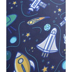 Babyhug 16 Inches Galaxy Astronaut Theme Backpack | 2 Main Compartments, 3 Front Pockets, 2 Side Bottle Pockets | Water Resistant | Durable Zippers | For School, Travel & Outdoors | Blue