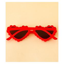 Babyhug Free Size Hearts Printed Headband With Bow Applique & Sunglasses - Red