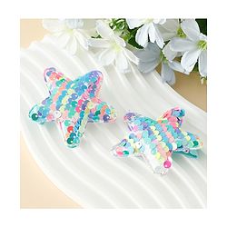 Babyhug Free Size Sequin Star Hair Clips Pack Of 2 - Pink.