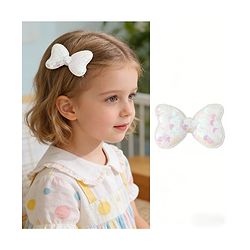 Babyhug Free Size Sequin Bow & Butterfly Clips Pack Of 2 - Off White.