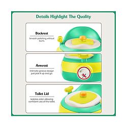 Babyhug 3-In-1 Baby Toilet Training Seat with Anti-Skip Pads and Step Stool - Green Yellow| Removable Potty Pot| Potty Training Seat| Potty Seat cum Chair for Kids 1-6 Years-Green Yellow