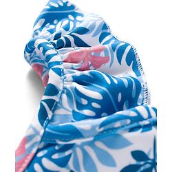 Babyhug Water Repellent Sleeveless V Cut Swimsuit With Leaf Print - Blue